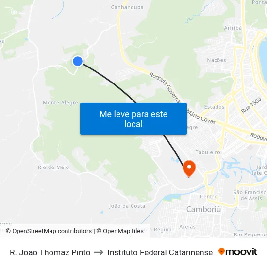 R. João Thomaz Pinto to Instituto Federal Catarinense map