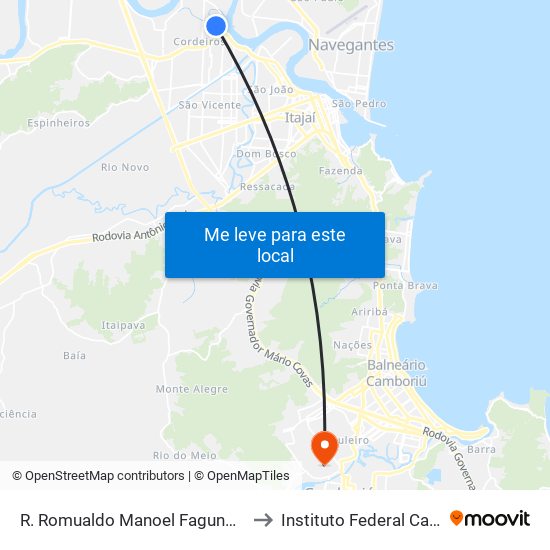 R. Romualdo Manoel Fagundes, 349-625 to Instituto Federal Catarinense map