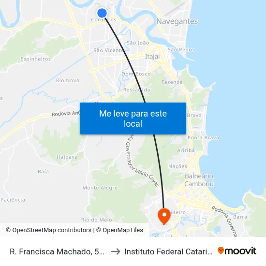 R. Francisca Machado, 537-591 to Instituto Federal Catarinense map