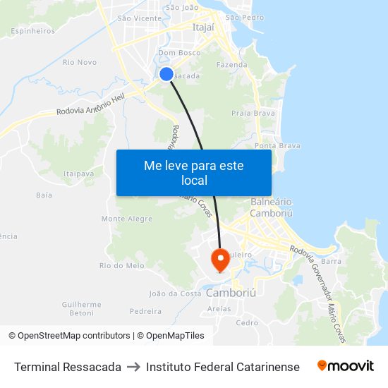 Terminal Ressacada to Instituto Federal Catarinense map