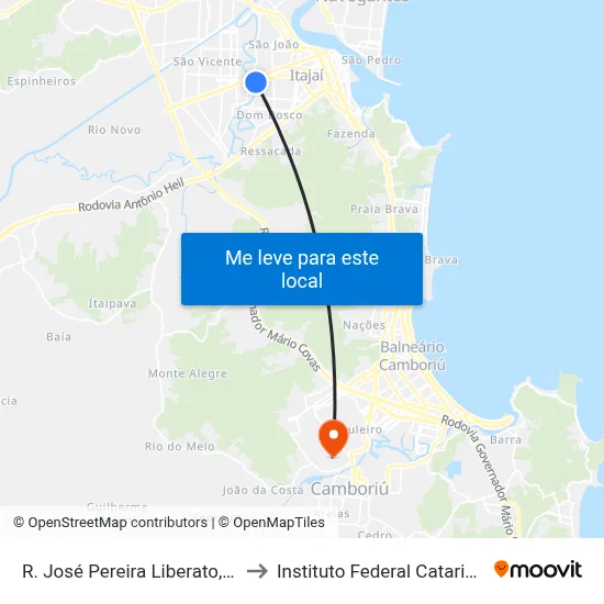 R. José Pereira Liberato, 2200 to Instituto Federal Catarinense map