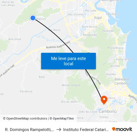 R. Domingos Rampelotti, 4600 to Instituto Federal Catarinense map