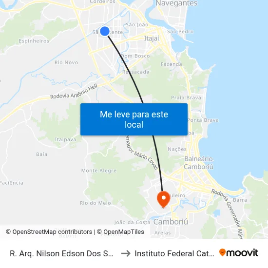 R. Arq. Nilson Edson Dos Santos, 1097 to Instituto Federal Catarinense map