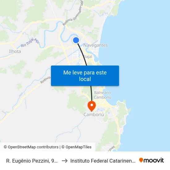 R. Eugênio Pezzini, 999 to Instituto Federal Catarinense map