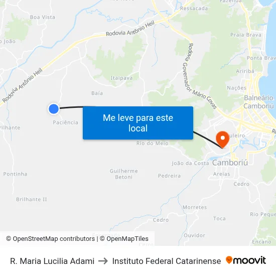 R. Maria Lucilia Adami to Instituto Federal Catarinense map