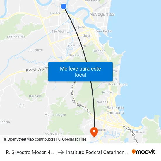R. Silvestro Moser, 492 to Instituto Federal Catarinense map