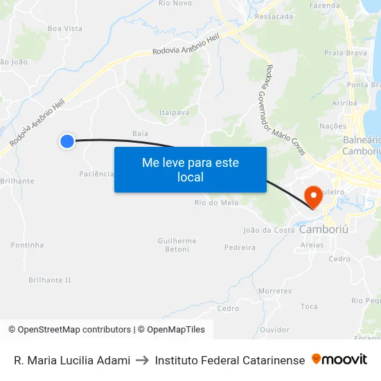 R. Maria Lucilia Adami to Instituto Federal Catarinense map