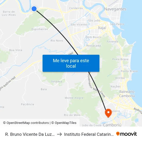 R. Bruno Vicente Da Luz, 240 to Instituto Federal Catarinense map