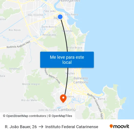 R. João Bauer, 26 to Instituto Federal Catarinense map