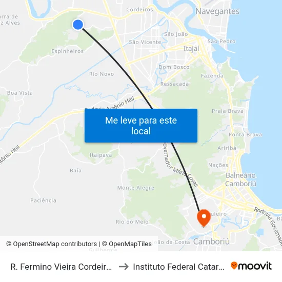 R. Fermino Vieira Cordeiro, 2600 to Instituto Federal Catarinense map