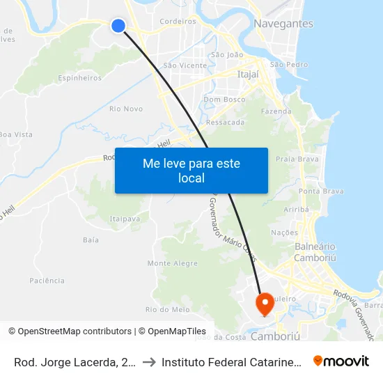 Rod. Jorge Lacerda, 222 to Instituto Federal Catarinense map