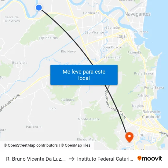 R. Bruno Vicente Da Luz, 1000 to Instituto Federal Catarinense map