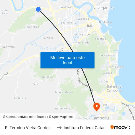 R. Fermino Vieira Cordeiro, 3340 to Instituto Federal Catarinense map