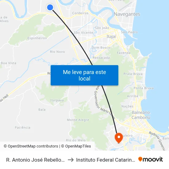 R. Antonio José Rebello, 581 to Instituto Federal Catarinense map
