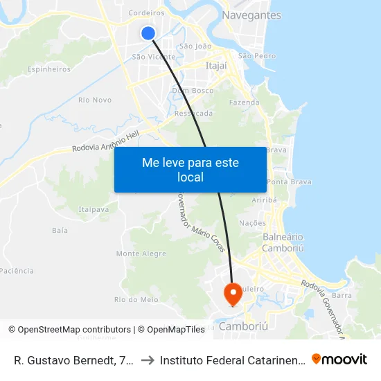 R. Gustavo Bernedt, 788 to Instituto Federal Catarinense map