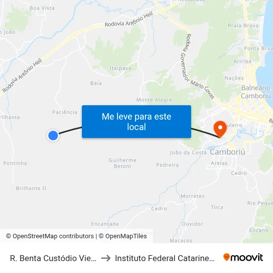 R. Benta Custódio Vieira to Instituto Federal Catarinense map