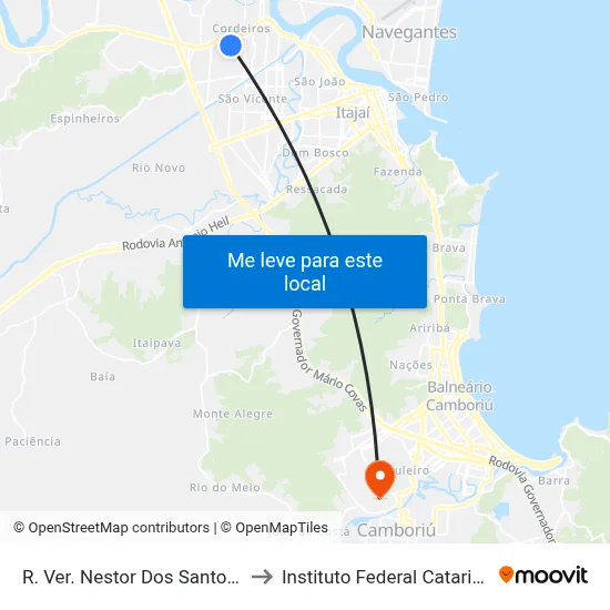 R. Ver. Nestor Dos Santos, 327 to Instituto Federal Catarinense map