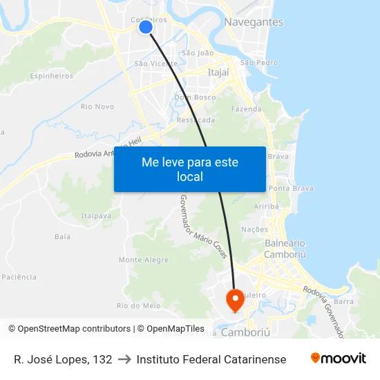 R. José Lopes, 132 to Instituto Federal Catarinense map