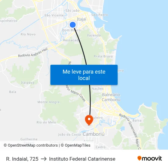 R. Indaial, 725 to Instituto Federal Catarinense map