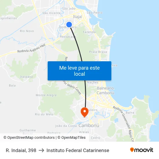 R. Indaial, 398 to Instituto Federal Catarinense map