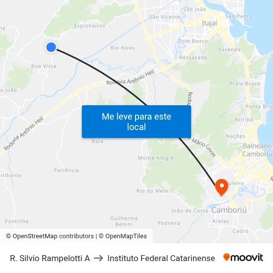 R. Silvio Rampelotti A to Instituto Federal Catarinense map