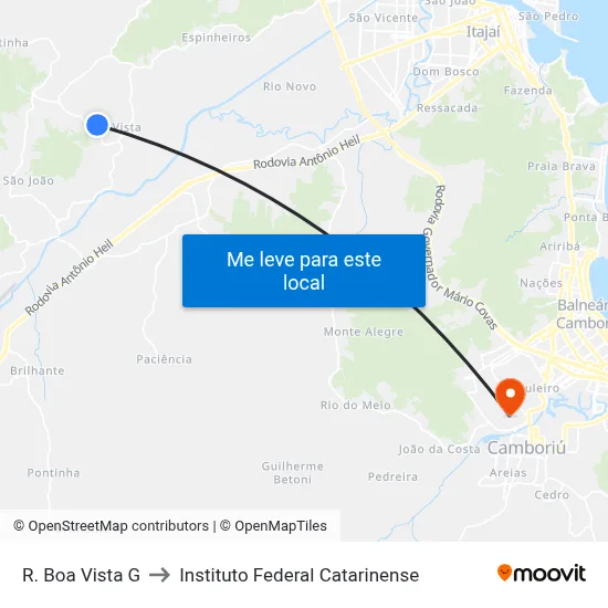 R. Boa Vista G to Instituto Federal Catarinense map