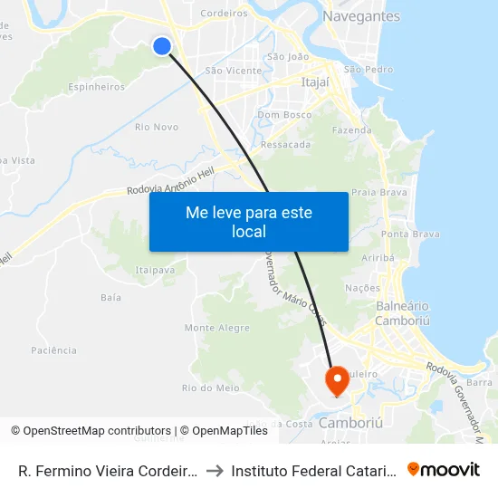 R. Fermino Vieira Cordeiro, 584 to Instituto Federal Catarinense map