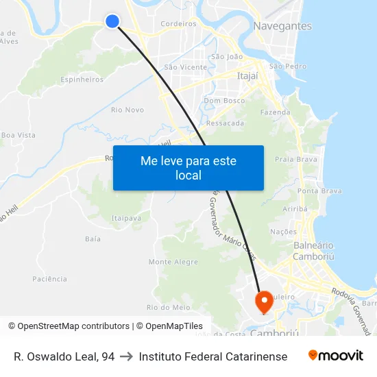R. Oswaldo Leal, 94 to Instituto Federal Catarinense map