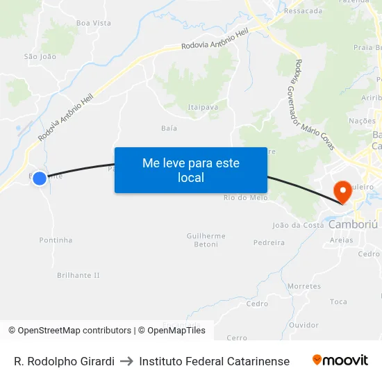R. Rodolpho Girardi to Instituto Federal Catarinense map