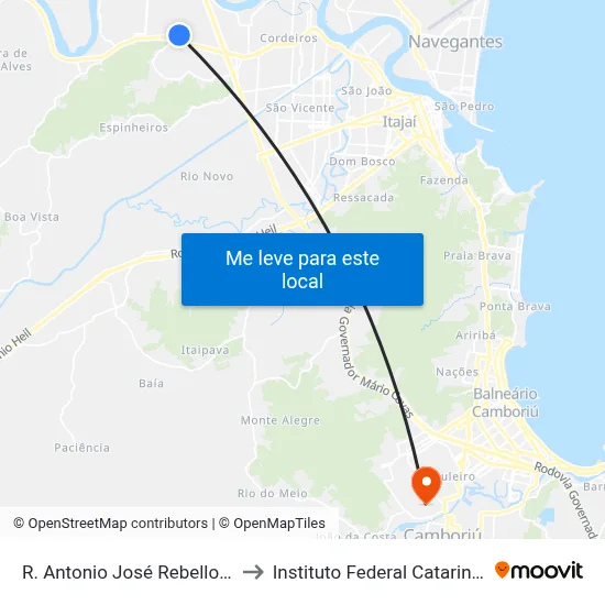 R. Antonio José Rebello, 109 to Instituto Federal Catarinense map