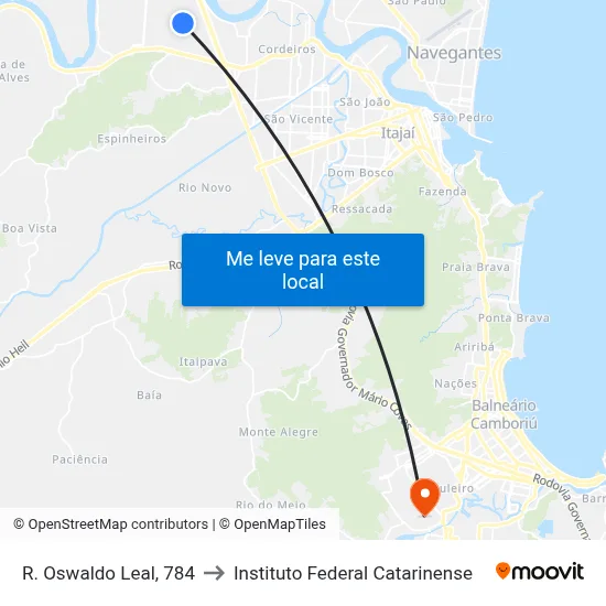 R. Oswaldo Leal, 784 to Instituto Federal Catarinense map