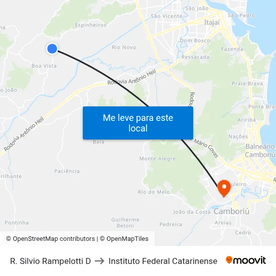 R. Silvio Rampelotti D to Instituto Federal Catarinense map