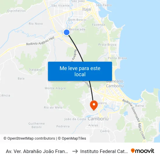 Av. Ver. Abrahão João Francisco, 4529 to Instituto Federal Catarinense map