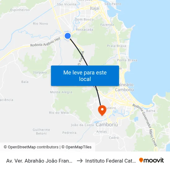 Av. Ver.  Abrahão João Francisco, 3754 to Instituto Federal Catarinense map