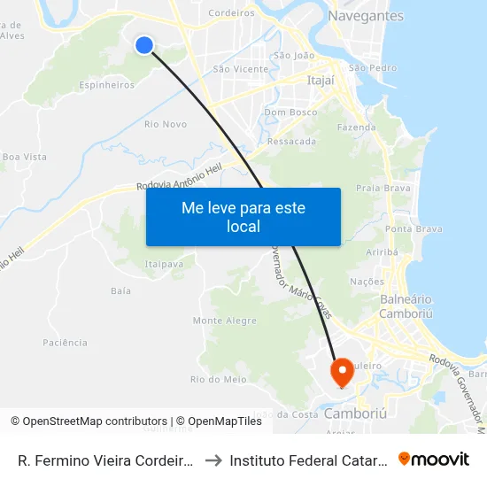 R. Fermino Vieira Cordeiro, 1800 to Instituto Federal Catarinense map