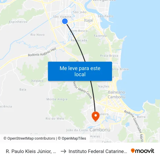 R. Paulo Kleis Júnior, 472 to Instituto Federal Catarinense map
