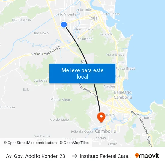 Av. Gov. Adolfo Konder, 2361-2787 to Instituto Federal Catarinense map
