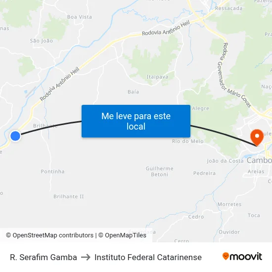 R. Serafim Gamba to Instituto Federal Catarinense map