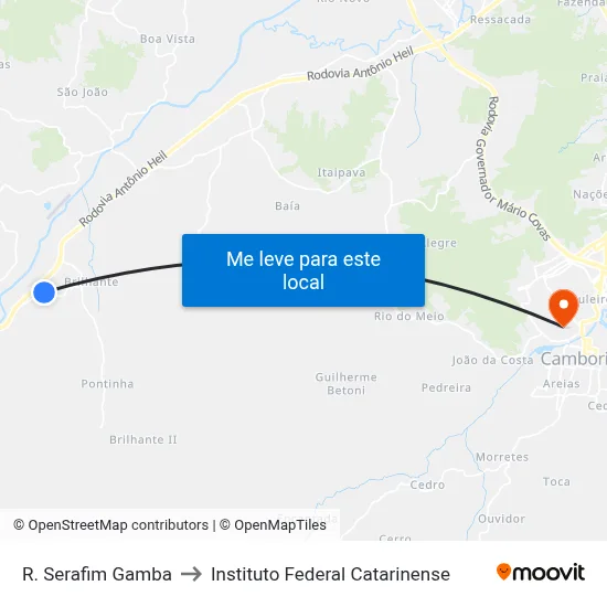 R. Serafim Gamba to Instituto Federal Catarinense map