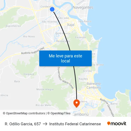 R. Odílio Garcia, 657 to Instituto Federal Catarinense map