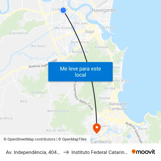 Av. Independência, 404-522 to Instituto Federal Catarinense map