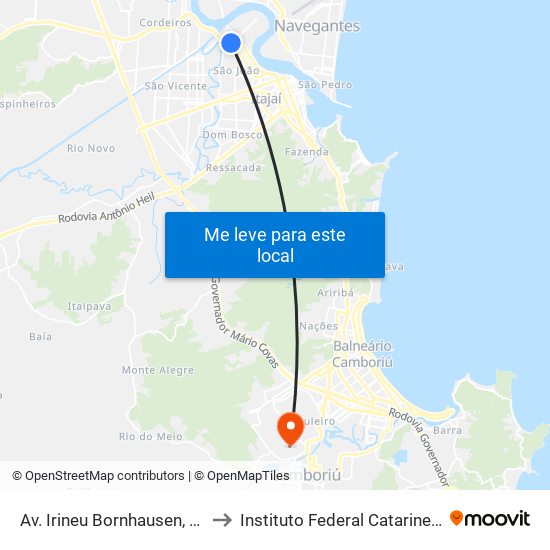 Av. Irineu Bornhausen, 150 to Instituto Federal Catarinense map