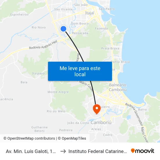 Av. Min. Luís Galoti, 1280 to Instituto Federal Catarinense map