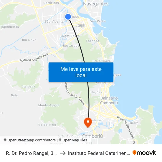 R. Dr. Pedro Rangel, 334 to Instituto Federal Catarinense map