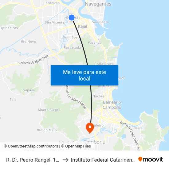 R. Dr. Pedro Rangel, 136 to Instituto Federal Catarinense map