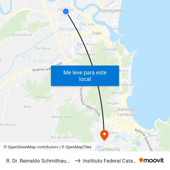 R. Dr. Reinaldo Schmithausen, 1939 to Instituto Federal Catarinense map