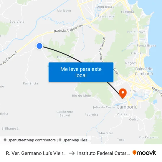 R. Ver. Germano Luís Vieira, 2033 to Instituto Federal Catarinense map
