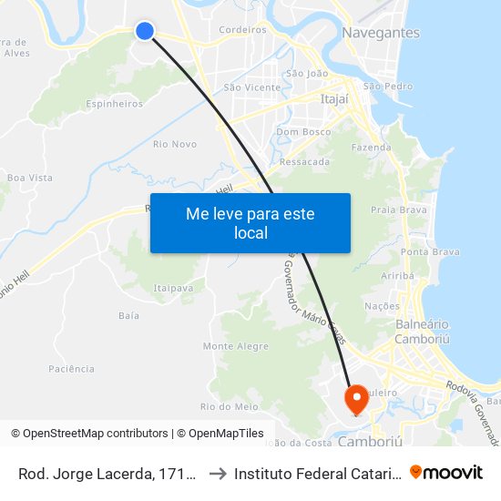 Rod. Jorge Lacerda, 1719-1789 to Instituto Federal Catarinense map