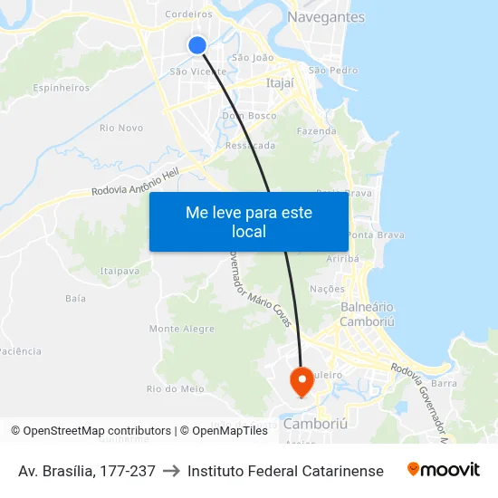 Av. Brasília, 177-237 to Instituto Federal Catarinense map