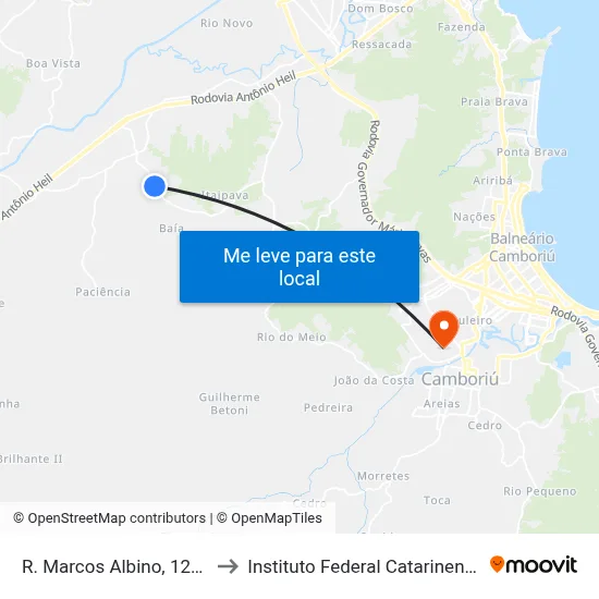 R. Marcos Albino, 1254 to Instituto Federal Catarinense map
